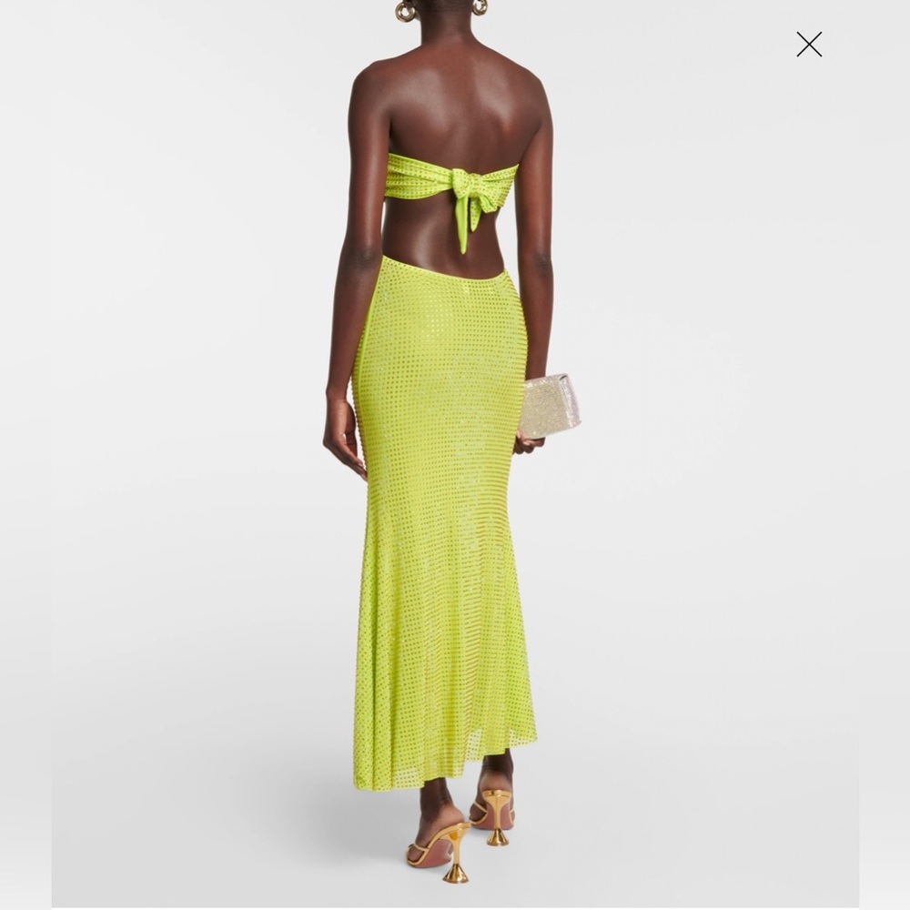 Self-Portrait lime rhinestone midi dress. Size 2. - Picture 3 of 6